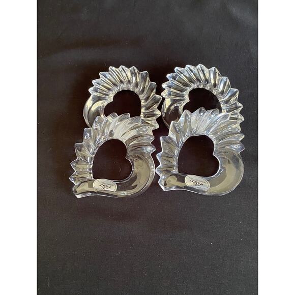 Crystal Heart Napkin Rings Set of 4 | Gorham Esprit West Germany - Picture 5 of 5